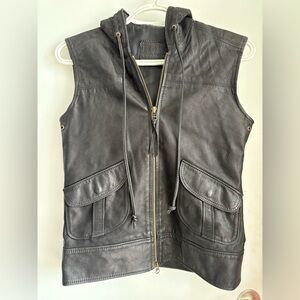 Roots Canada Leather Vest with Hood